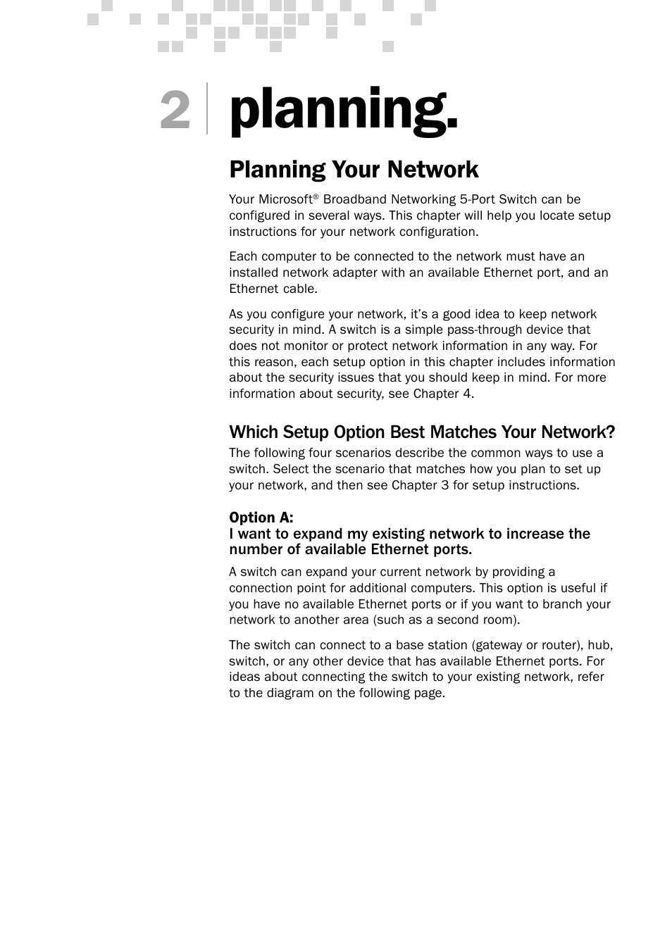 Planning, Planning your network | Microsoft MN-150 User Manual | Page 11 / 40