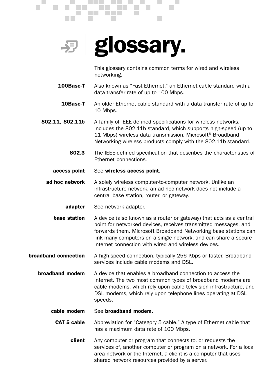 Glossary | Microsoft MN-150 User Manual | Page 33 / 40