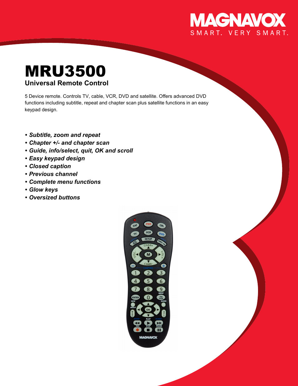 Philips Magnavox MRU3500 User Manual | 2 pages