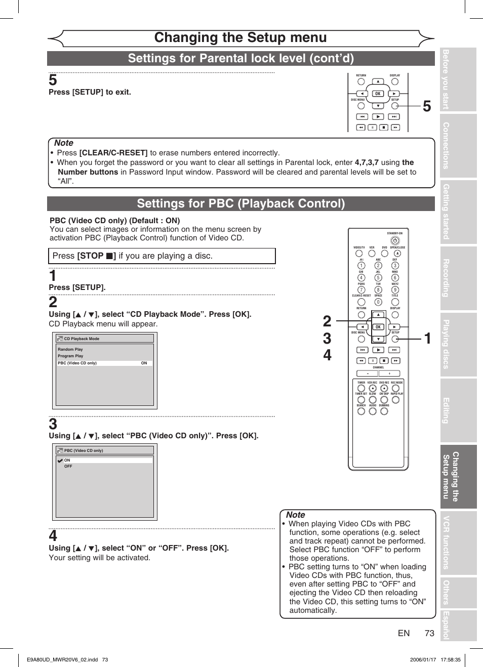 Changing the setup menu, Press [setup] to exit, Press [setup | Philips Magnavox MWR20V6 User Manual | Page 73 / 90