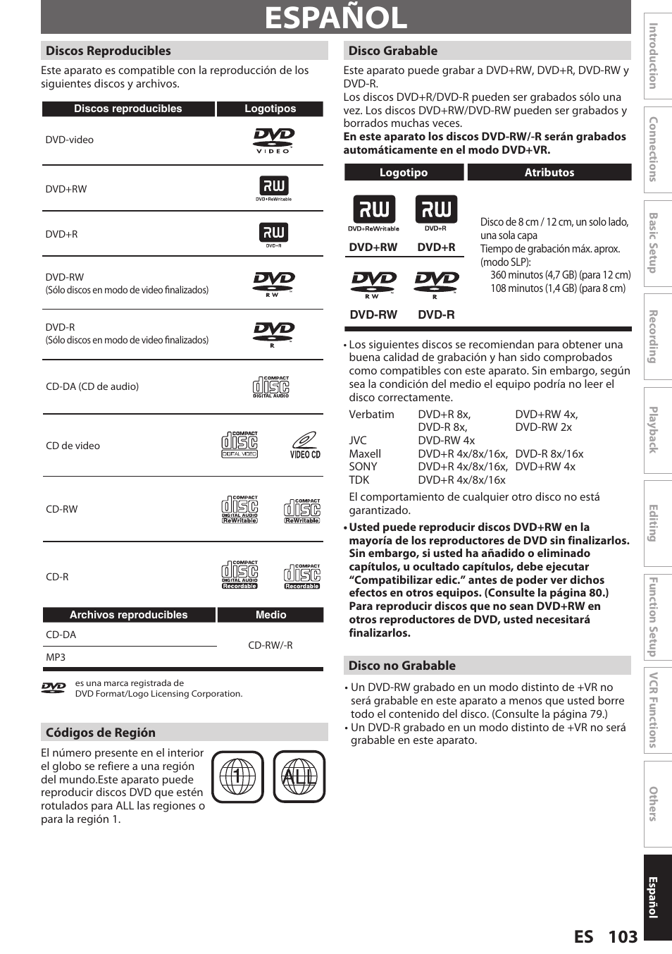 Español, 103 es | Philips Magnavox E9S80UD User Manual | Page 103 / 108