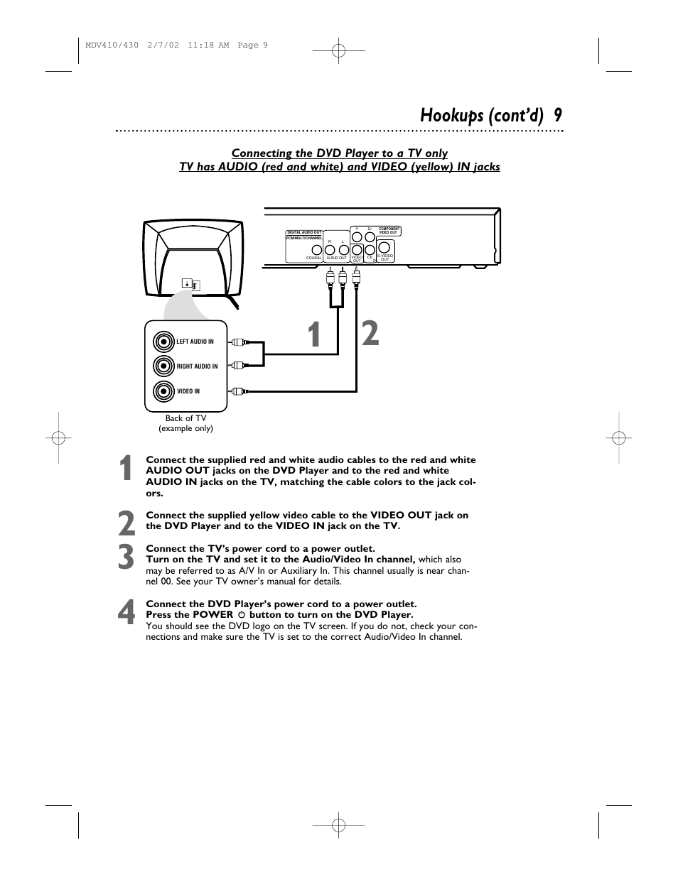 Hookups (cont’d) 9 | Philips Magnavox MDV410 User Manual | Page 9 / 51