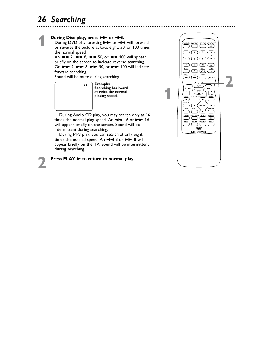 26 searching | Philips Magnavox 20MDRF20 User Manual | Page 26 / 48