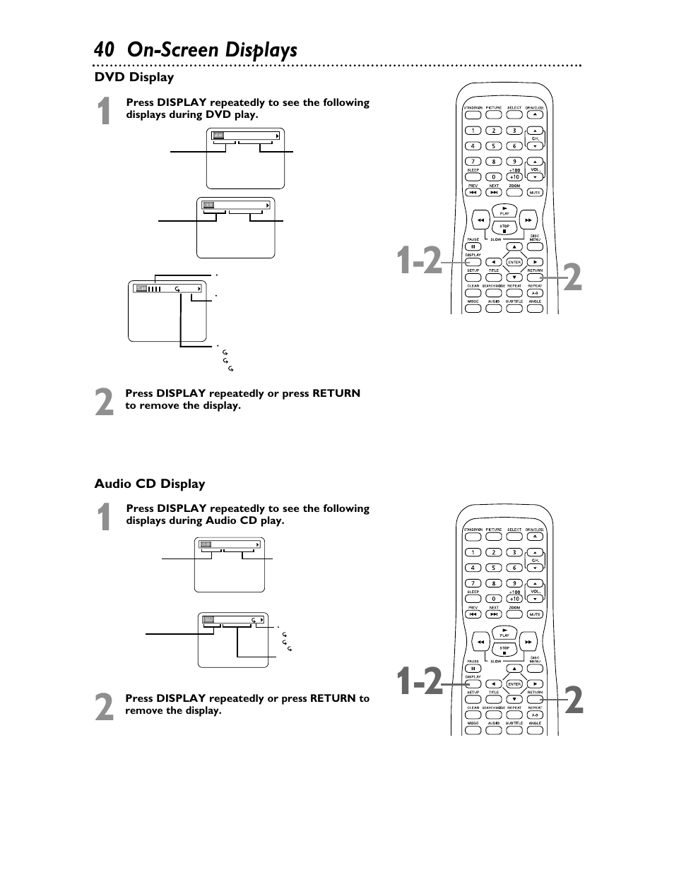 40 on-screen displays | Philips Magnavox 20MDRF20 User Manual | Page 40 / 48