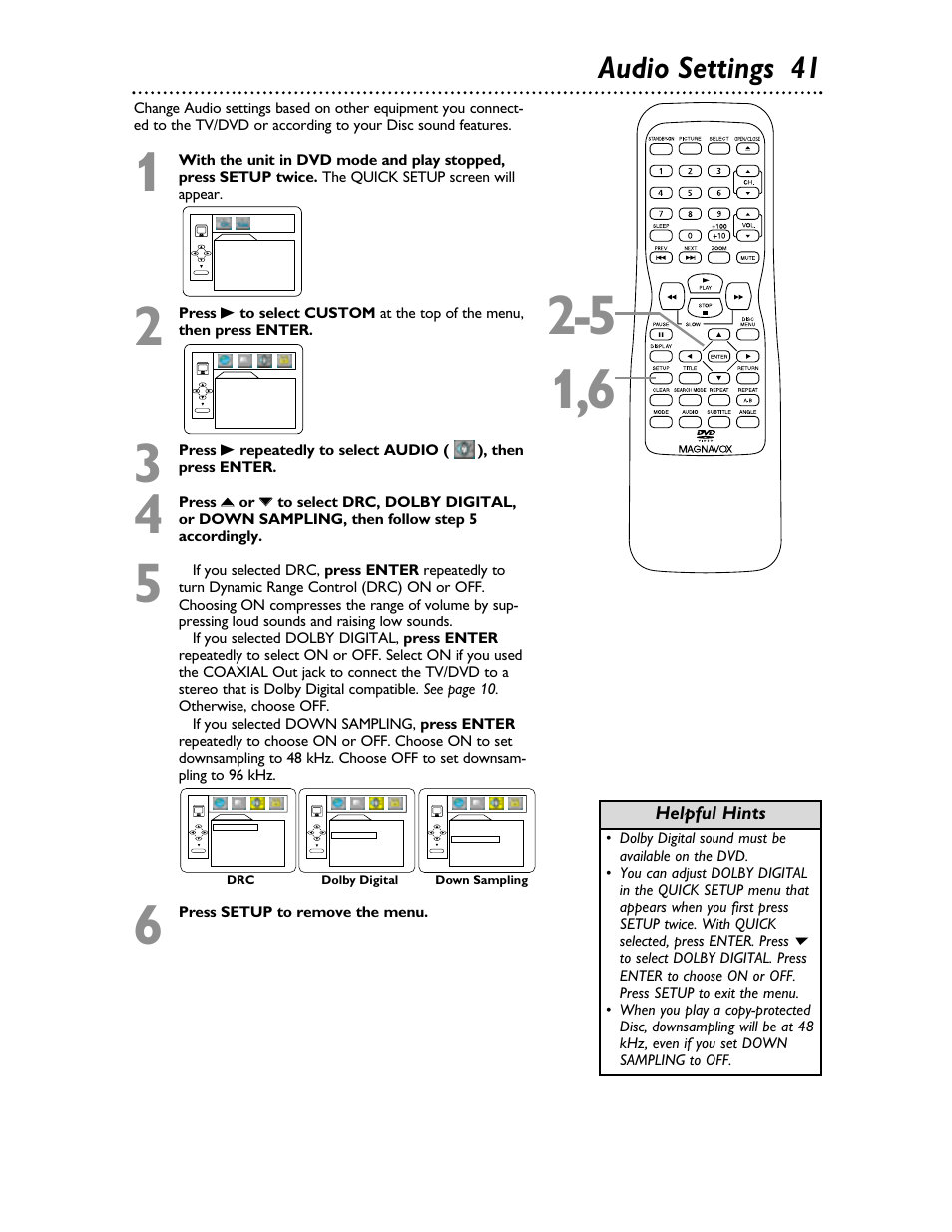 Audio settings 41 | Philips Magnavox 20MDRF20 User Manual | Page 41 / 48