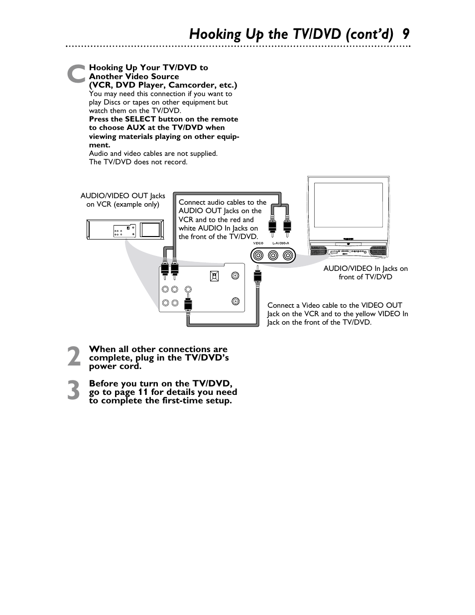 Hooking up the tv/dvd (cont’d) 9 | Philips Magnavox 20MDRF20 User Manual | Page 9 / 48