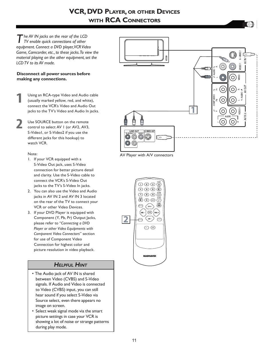 Vcr, dvd p, Rca c | Philips Magnavox 26MF605W User Manual | Page 11 / 41