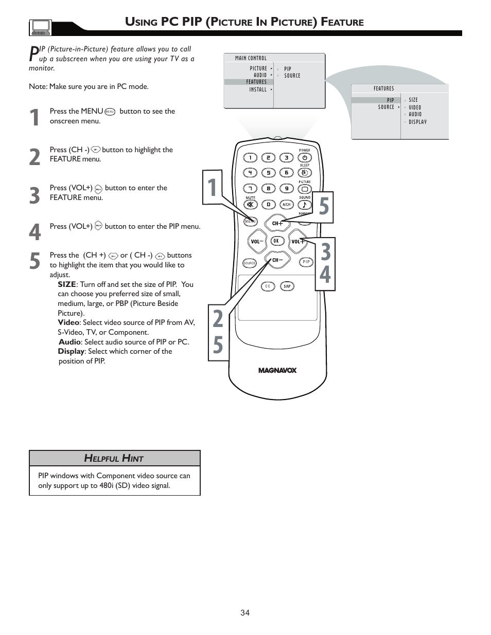 Pc pip (p | Philips Magnavox 26MF605W User Manual | Page 34 / 41