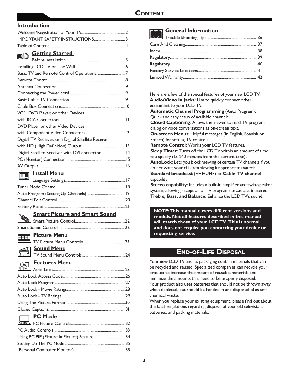 Philips Magnavox 26MF605W User Manual | Page 4 / 41