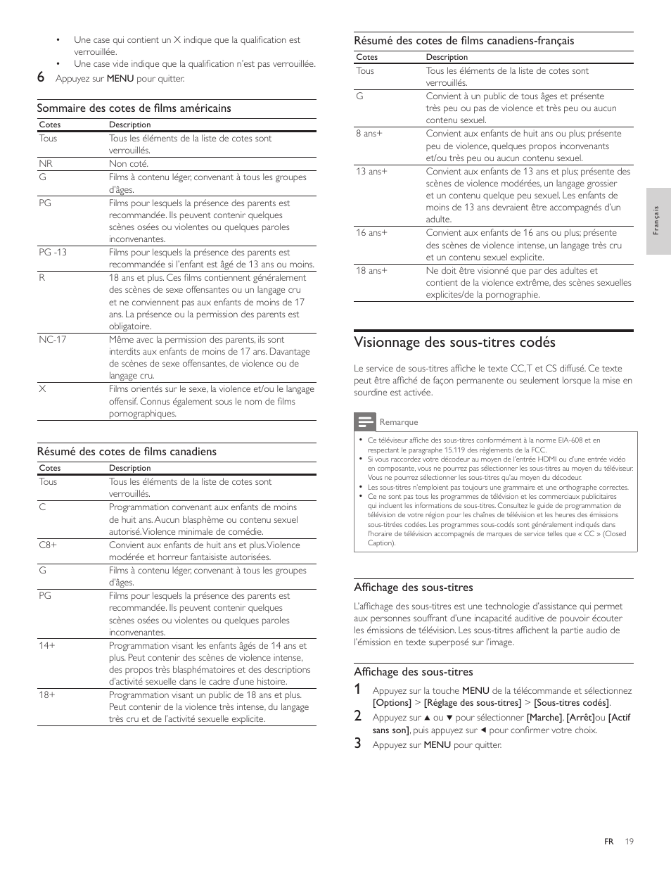 Visionnage des sous-titres codés | Philips Magnavox 47MF439B User Manual | Page 54 / 107