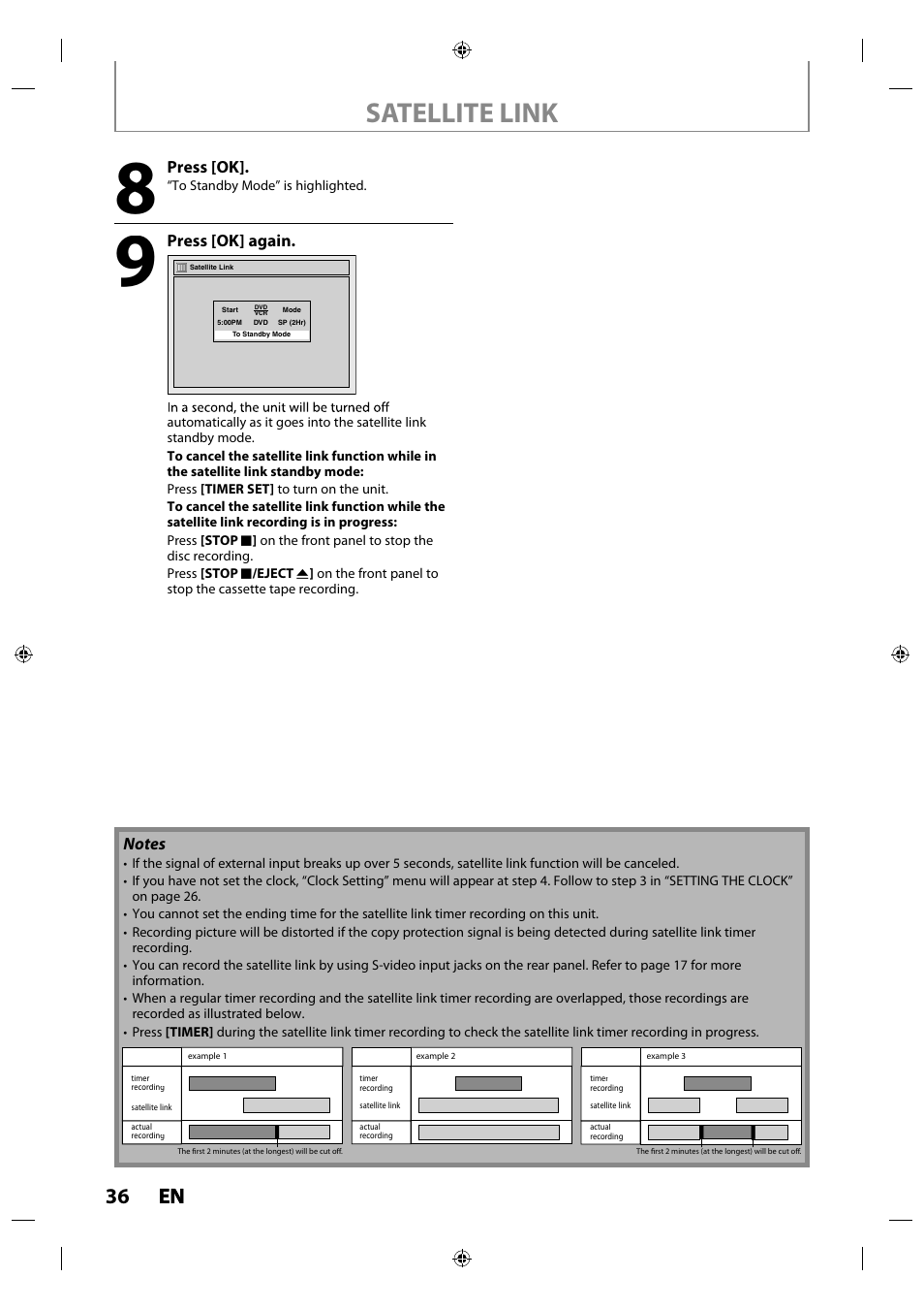 Satellite link, 36 en en | Philips Magnavox ZV427MG9 User Manual | Page 36 / 98