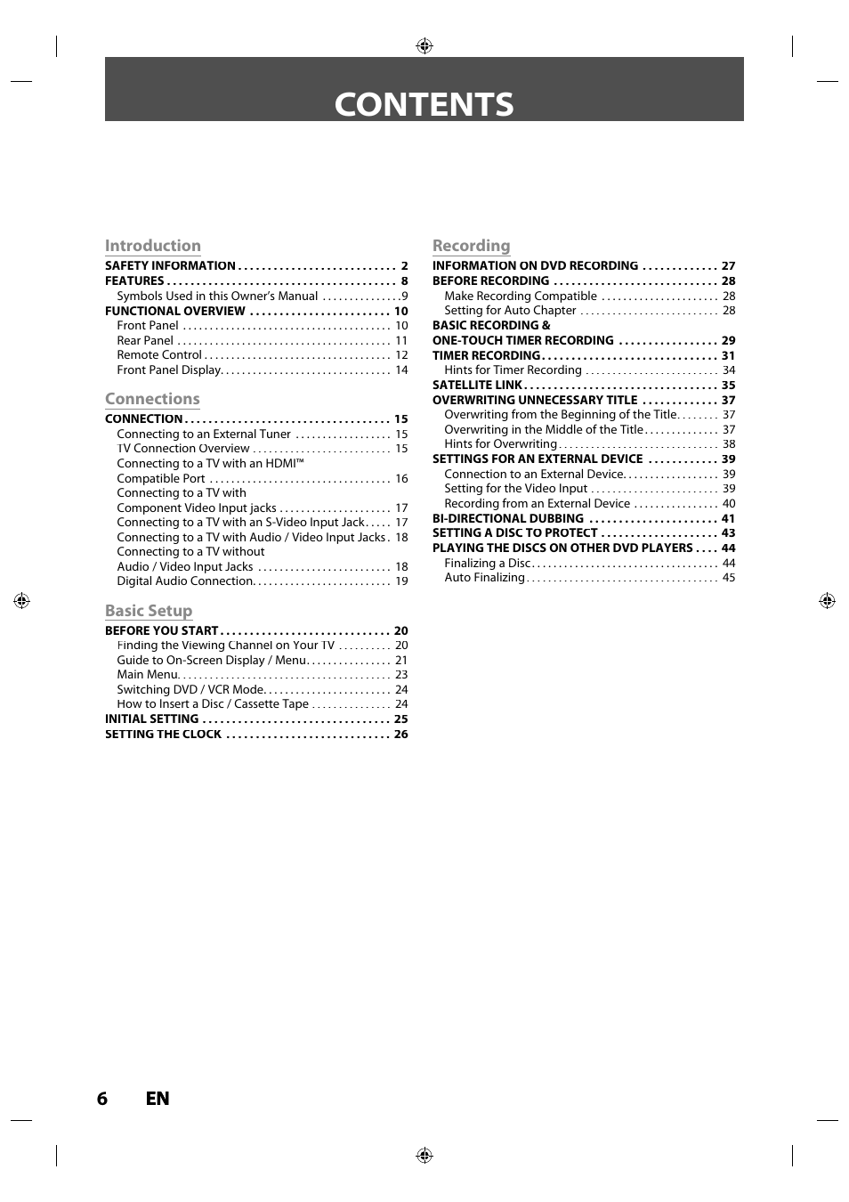 Philips Magnavox ZV427MG9 User Manual | Page 6 / 98