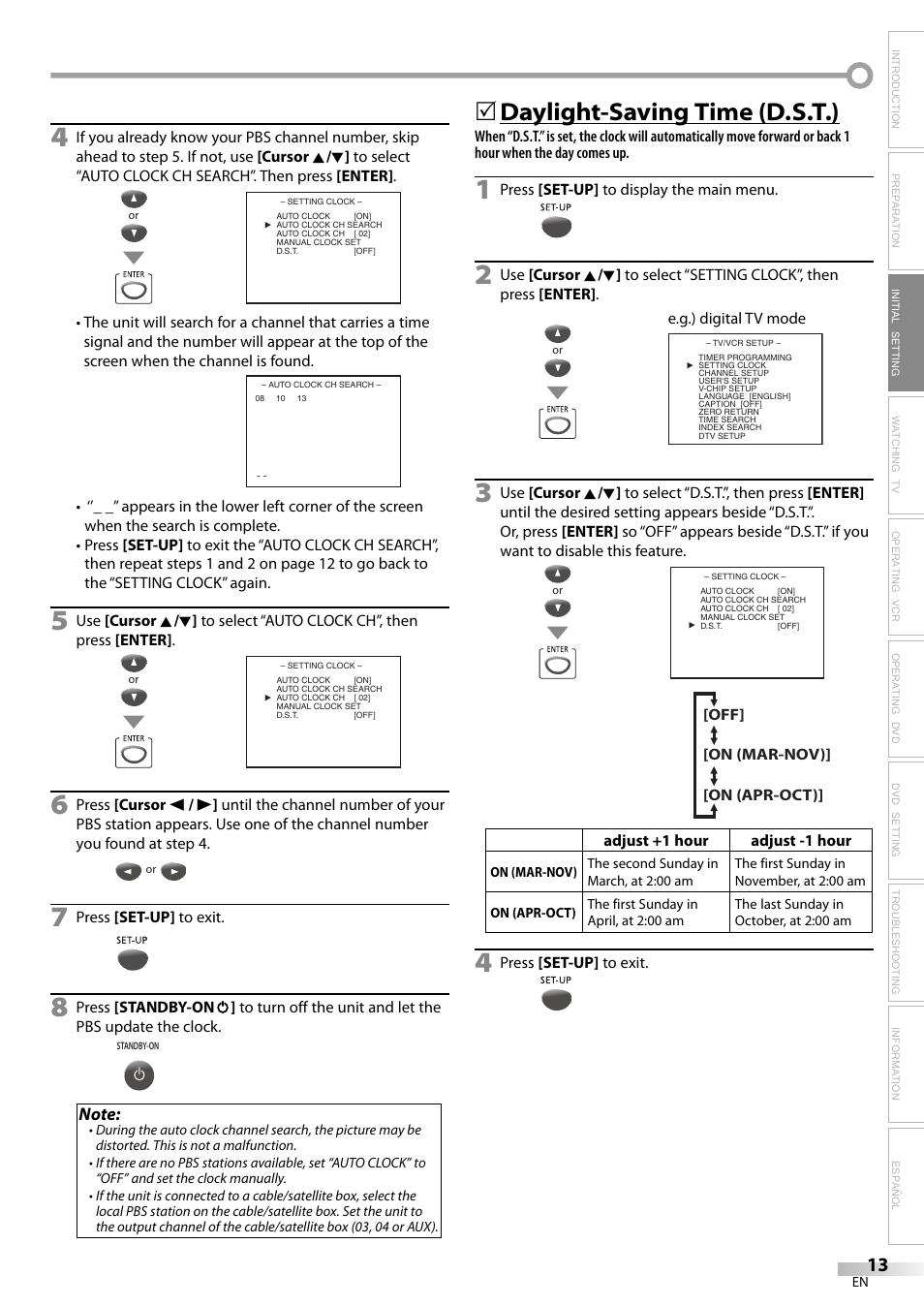 Daylight-saving time (d.s.t.) | Philips Magnavox CT270MW8 A User Manual | Page 13 / 111