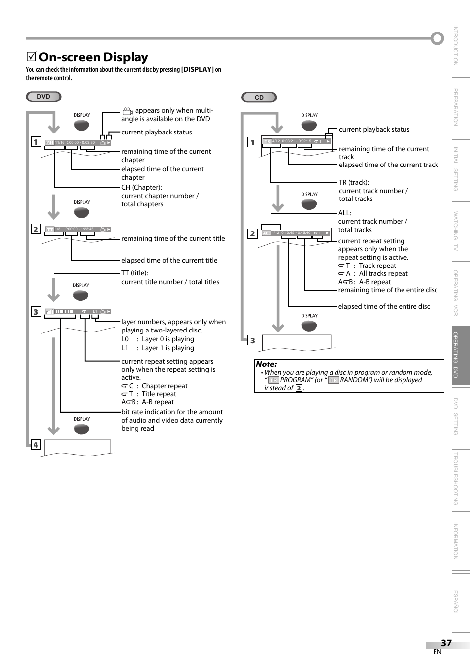 On-screen display | Philips Magnavox CT270MW8 A User Manual | Page 37 / 111