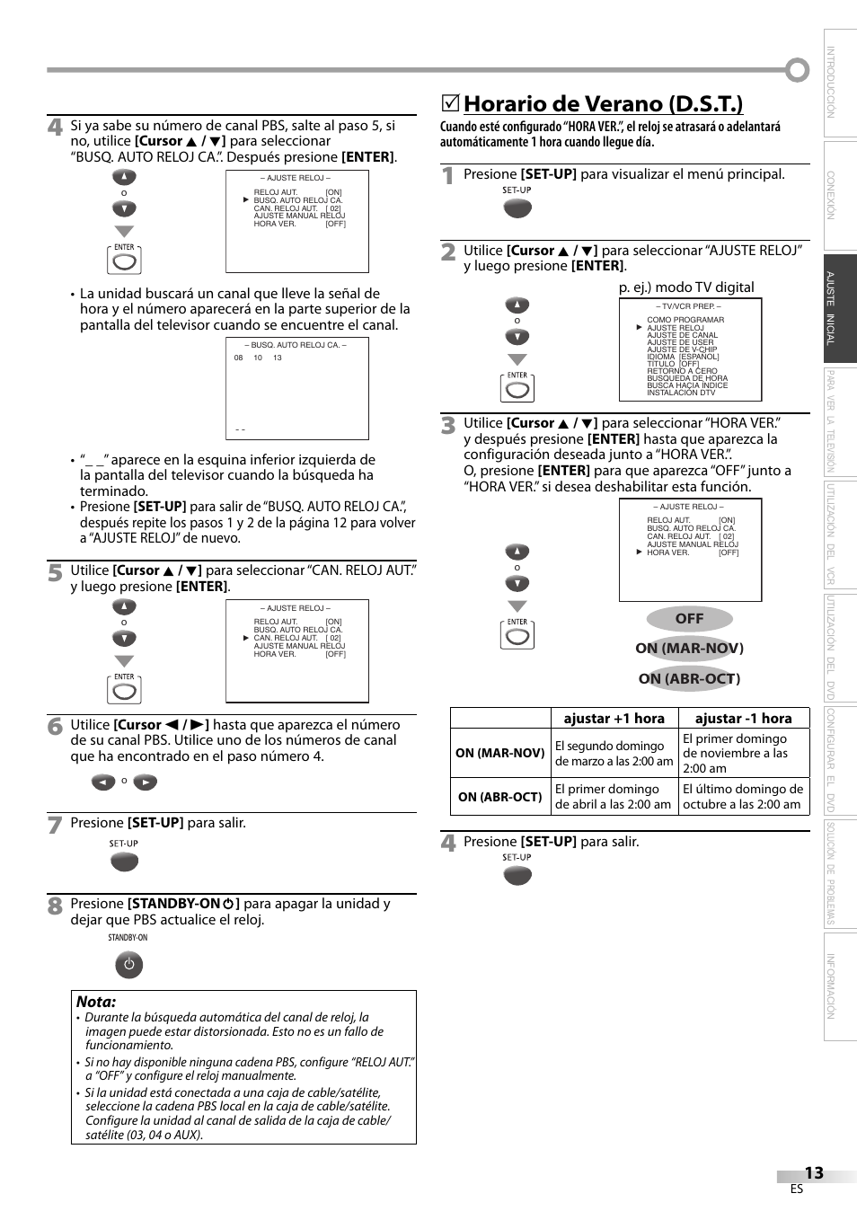 Horario de verano (d.s.t.) | Philips Magnavox CT270MW8 A User Manual | Page 73 / 111