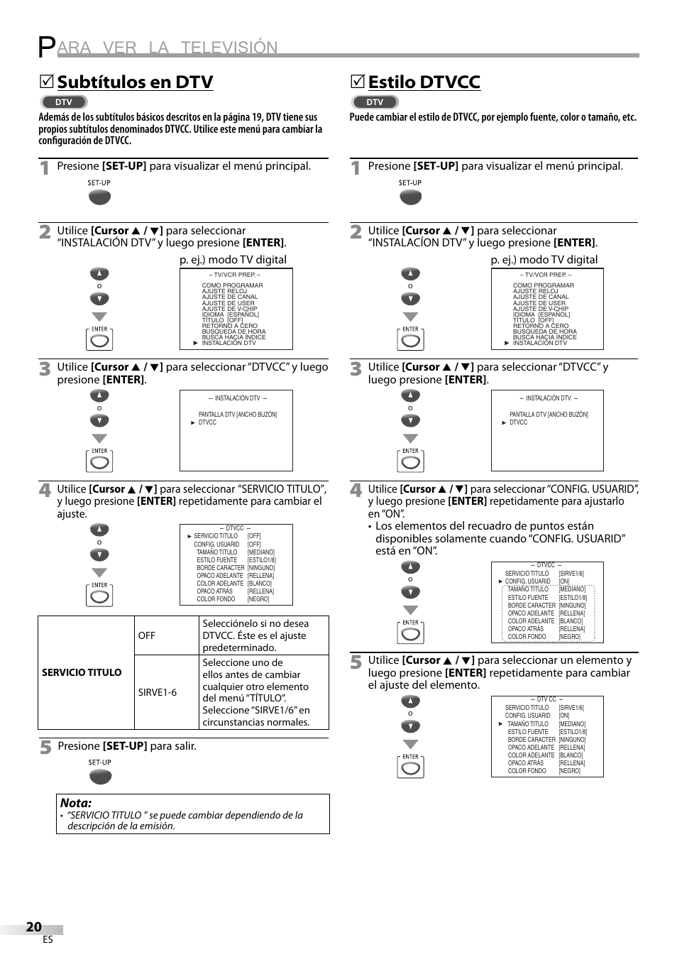 Ara ver la televisión, Subtítulos en dtv, 5estilo dtvcc | Philips Magnavox CT270MW8 A User Manual | Page 80 / 111