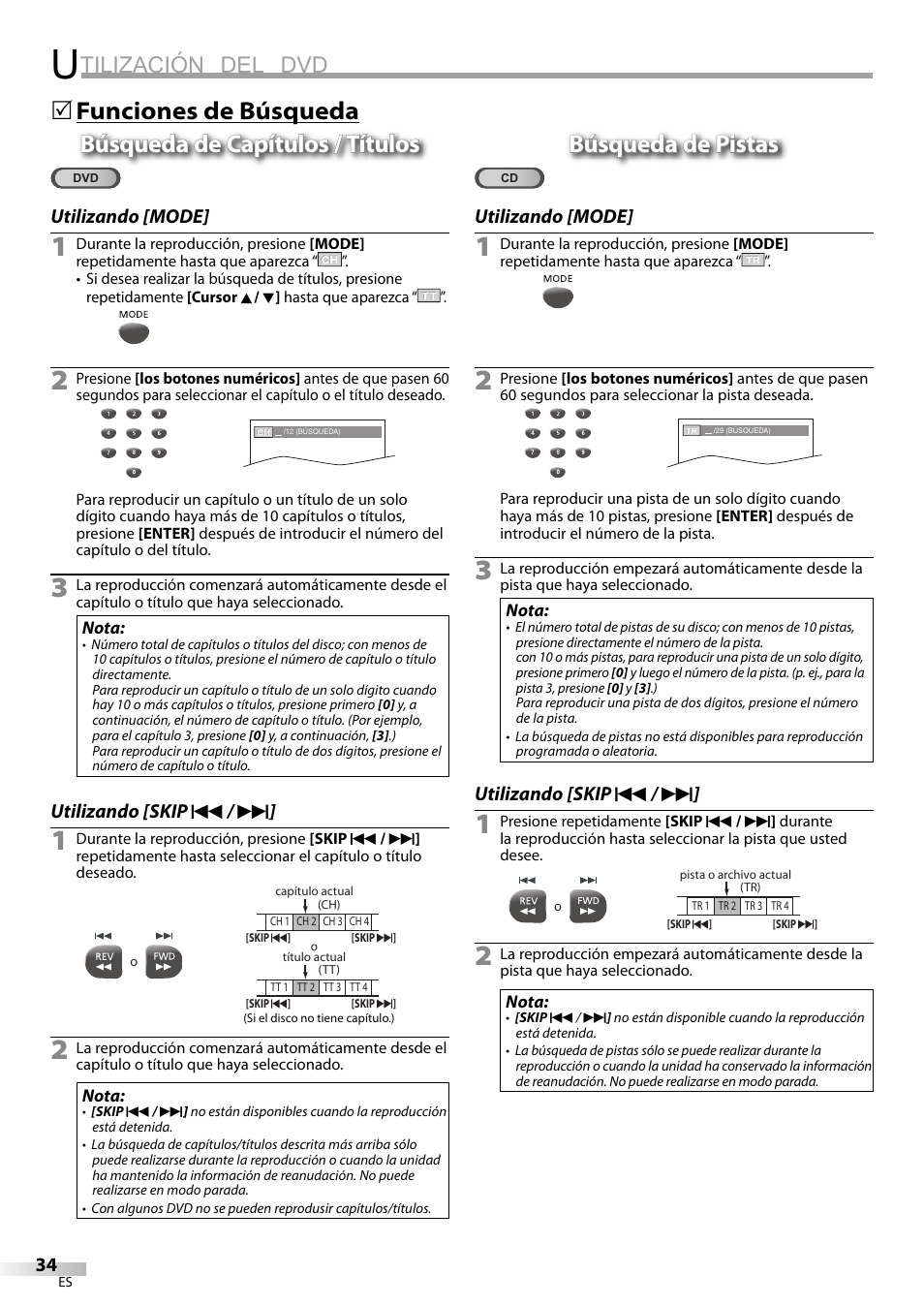 Tilización del dvd, Búsqueda de pistas | Philips Magnavox CT270MW8 A User Manual | Page 94 / 111