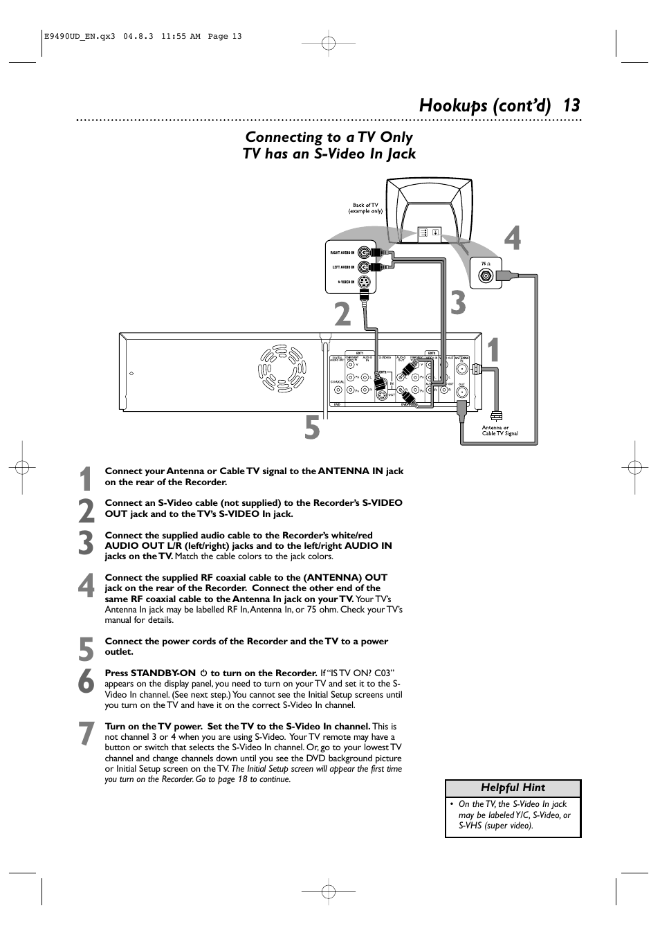 Hookups (cont’d) 13 | Philips Magnavox MRV700VR User Manual | Page 13 / 90