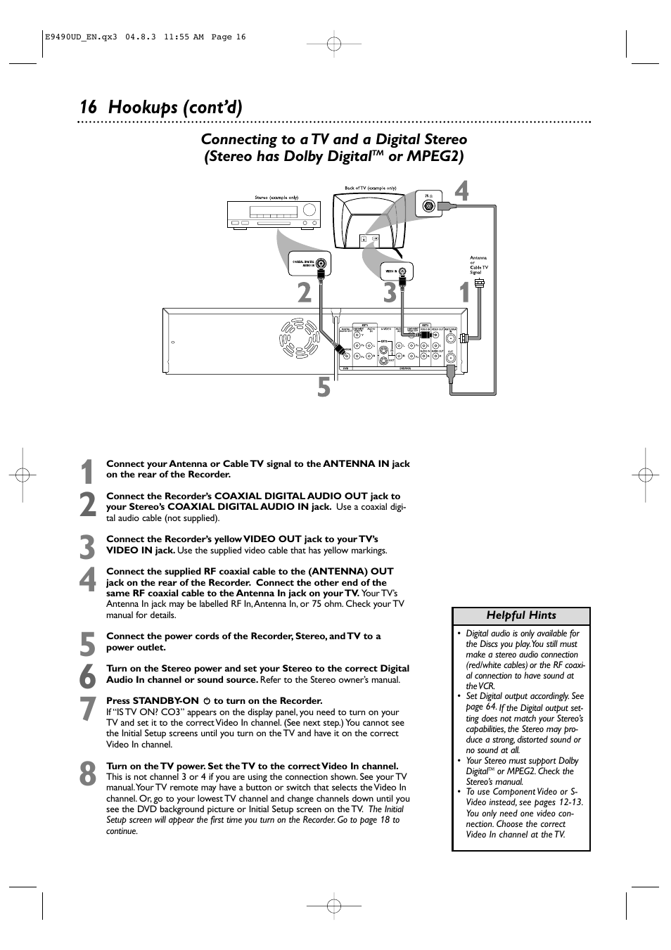 16 hookups (cont’d) | Philips Magnavox MRV700VR User Manual | Page 16 / 90