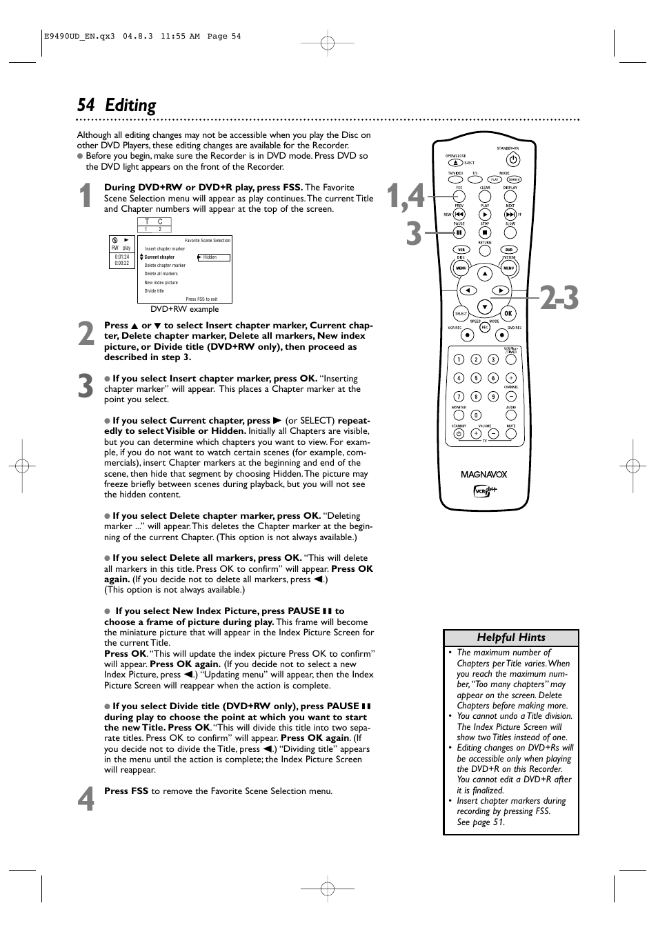 54 editing | Philips Magnavox MRV700VR User Manual | Page 54 / 90