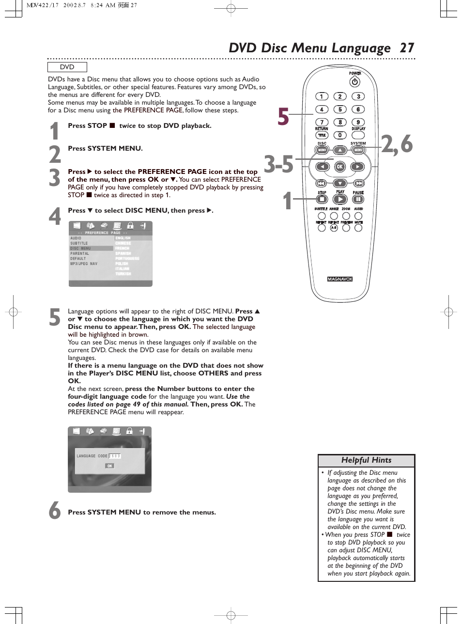 Philips Magnavox MDV422 User Manual | Page 27 / 51