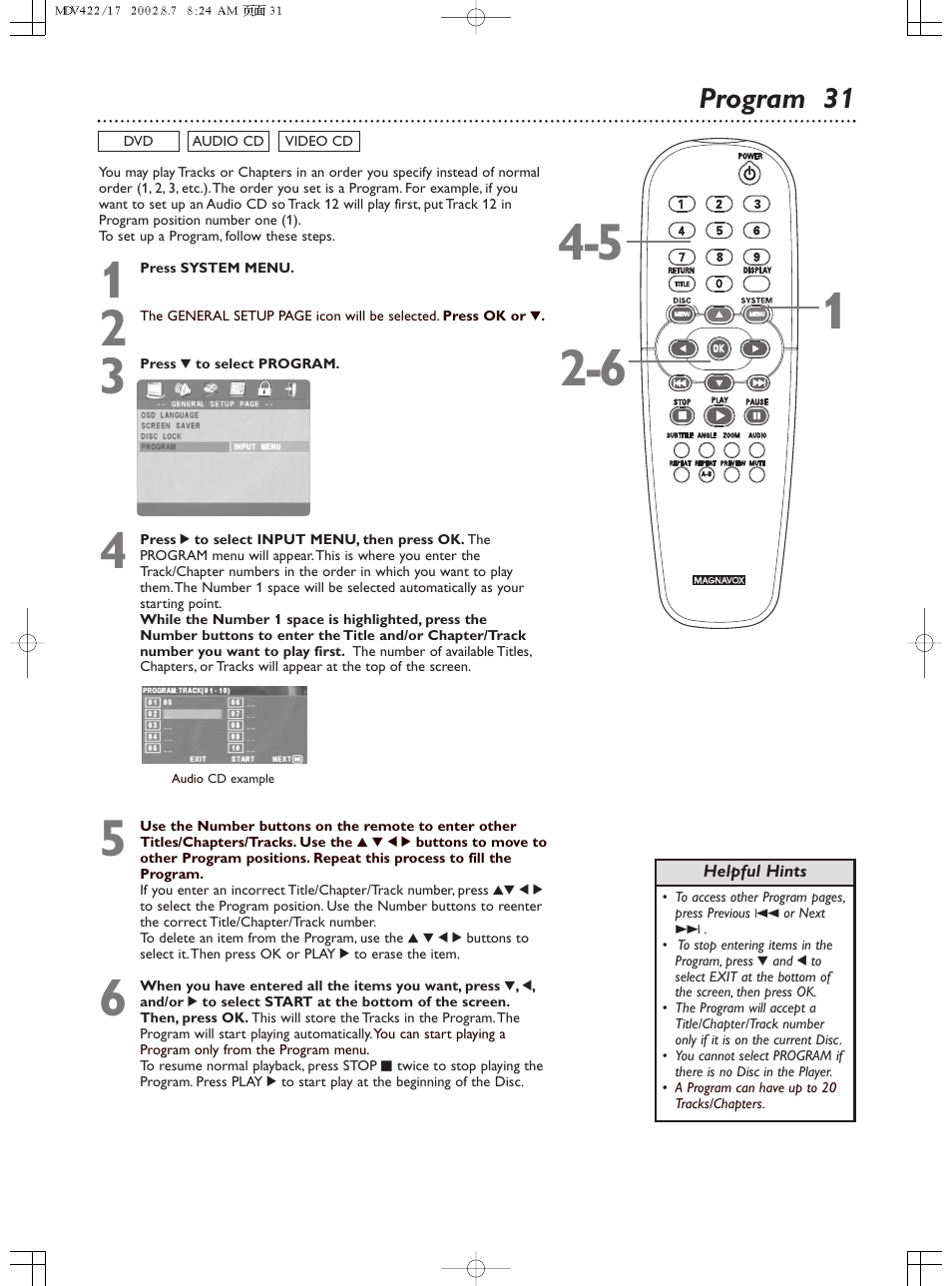 Program 31 | Philips Magnavox MDV422 User Manual | Page 31 / 51
