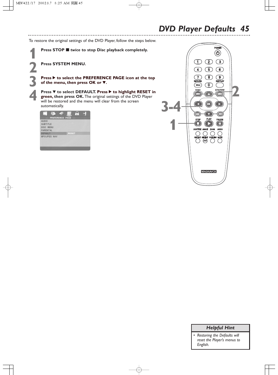Philips Magnavox MDV422 User Manual | Page 45 / 51