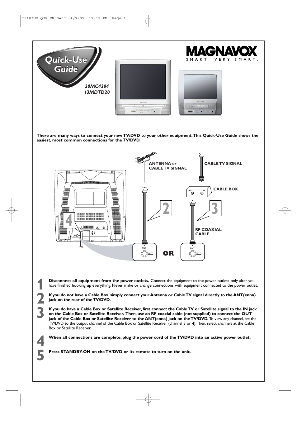 Philips Magnavox 13MDTD20 User Manual | 4 pages