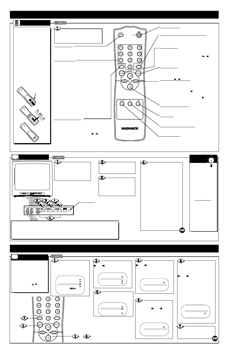 Tv (c, Eatures, Etting | P and, Sing | Philips Magnavox MT1340B User Manual | Page 4 / 8