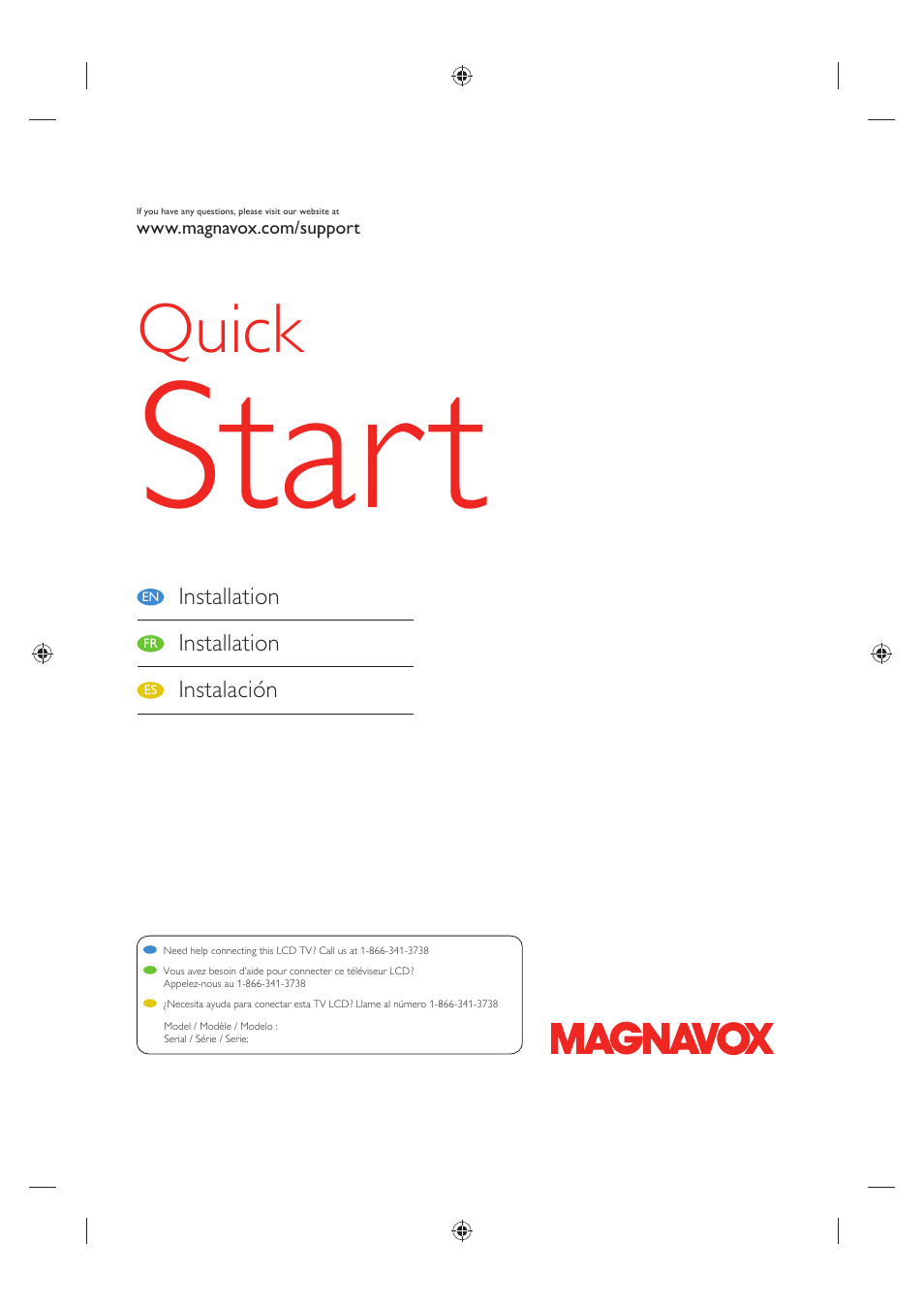 Start, Quick | Philips Magnavox 19MF330B User Manual | Page 2 / 121