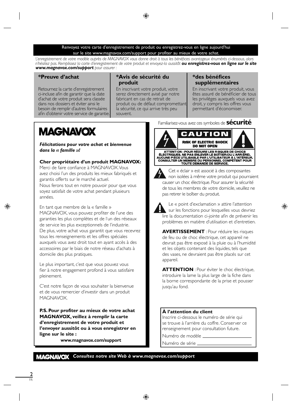 Sécurité | Philips Magnavox 19MF330B User Manual | Page 48 / 121