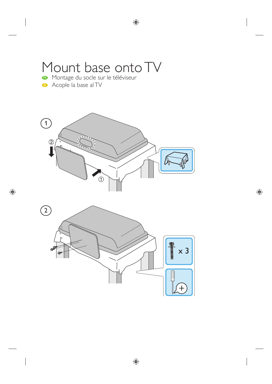 Mount base onto tv | Philips Magnavox 19MF330B User Manual | Page 7 / 121