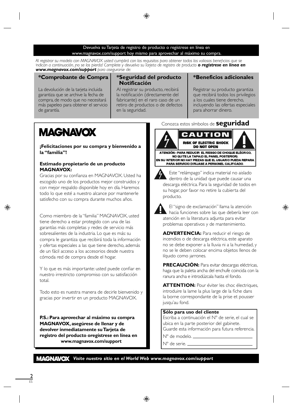 Seguridad | Philips Magnavox 19MF330B User Manual | Page 85 / 121