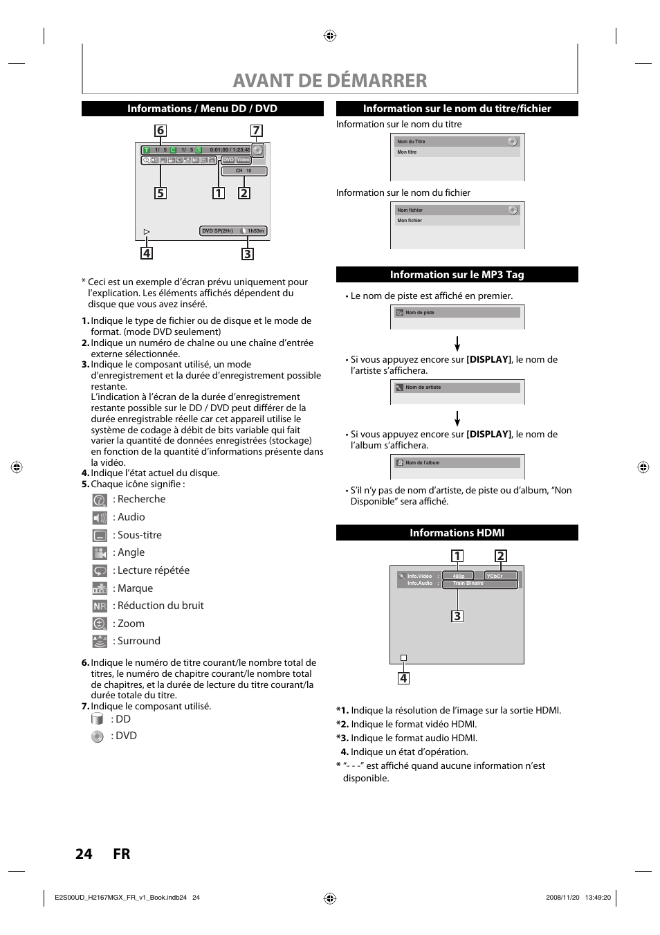 Avant de démarrer, 24 fr | Philips Magnavox H2160MW9 A User Manual | Page 156 / 256