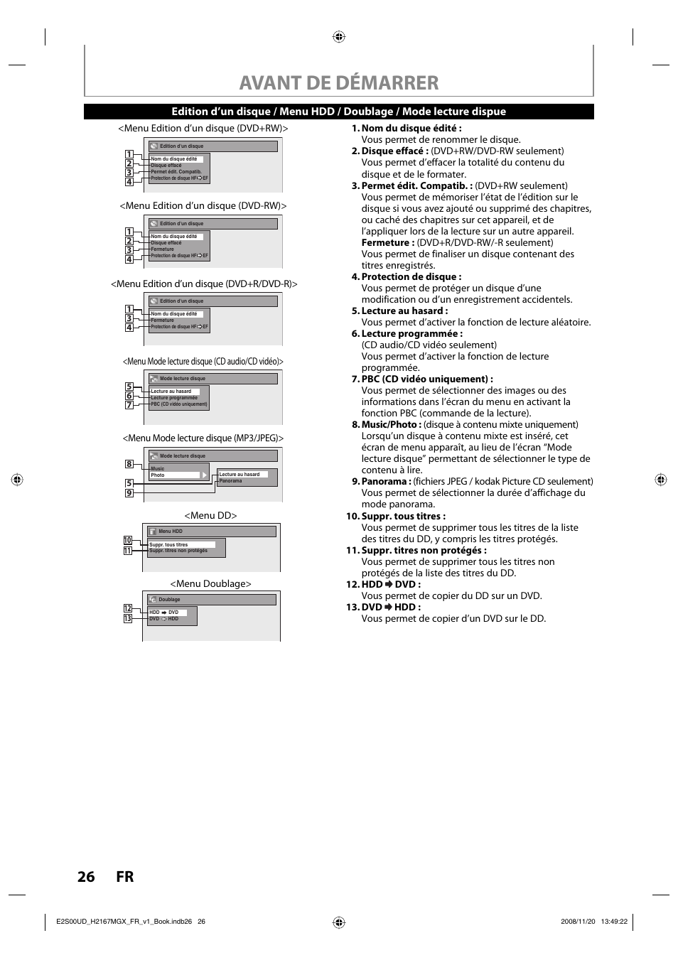 Avant de démarrer, 26 fr | Philips Magnavox H2160MW9 A User Manual | Page 158 / 256