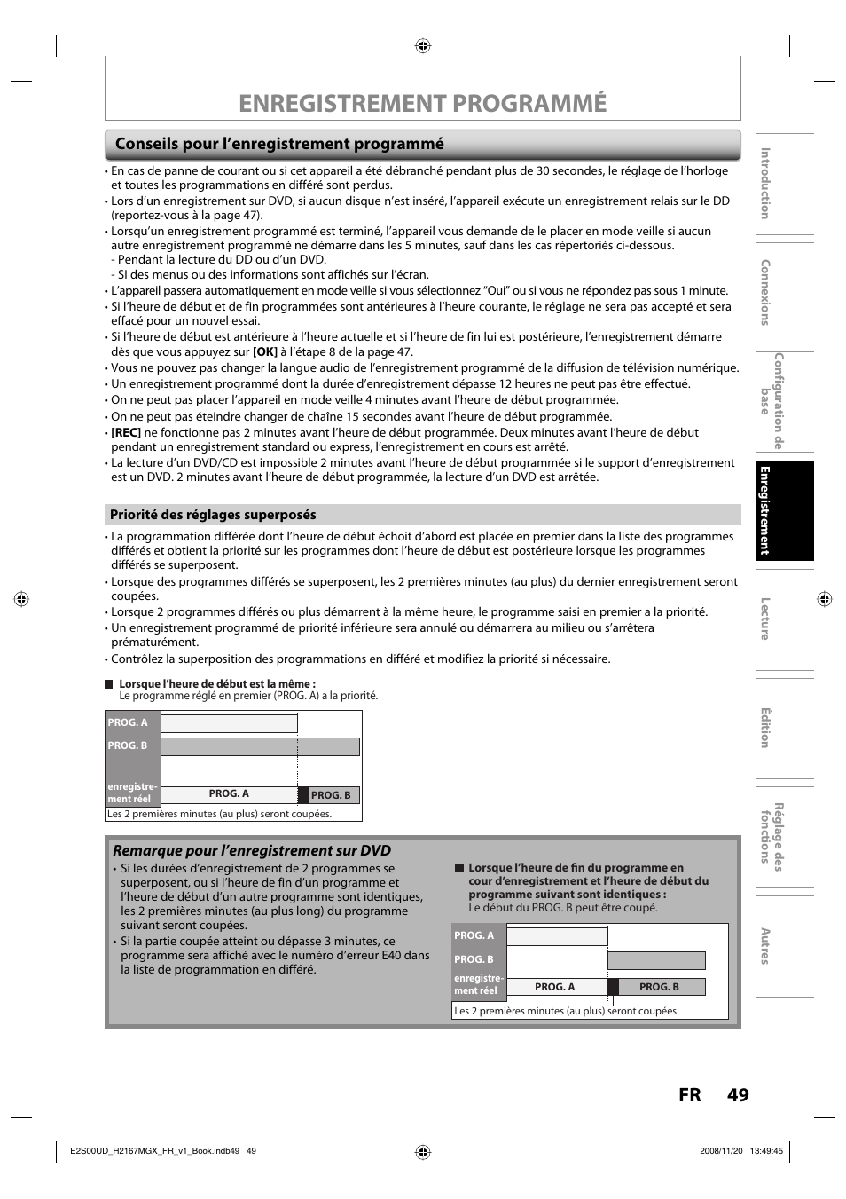 Enregistrement programmé, Conseils pour l’enregistrement programmé | Philips Magnavox H2160MW9 A User Manual | Page 181 / 256