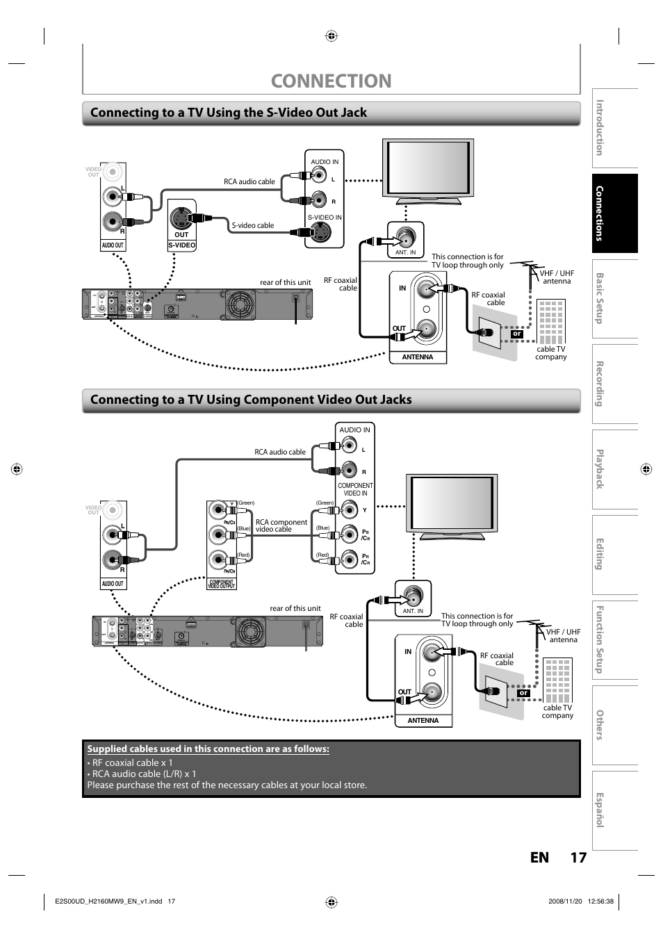 Connection, 17 en 17 en | Philips Magnavox H2160MW9 A User Manual | Page 19 / 256