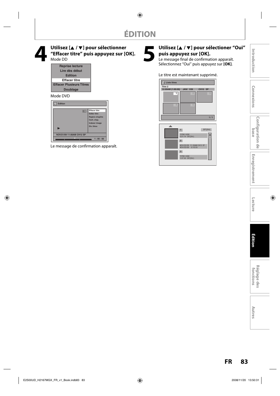 Édition, 83 fr | Philips Magnavox H2160MW9 A User Manual | Page 215 / 256