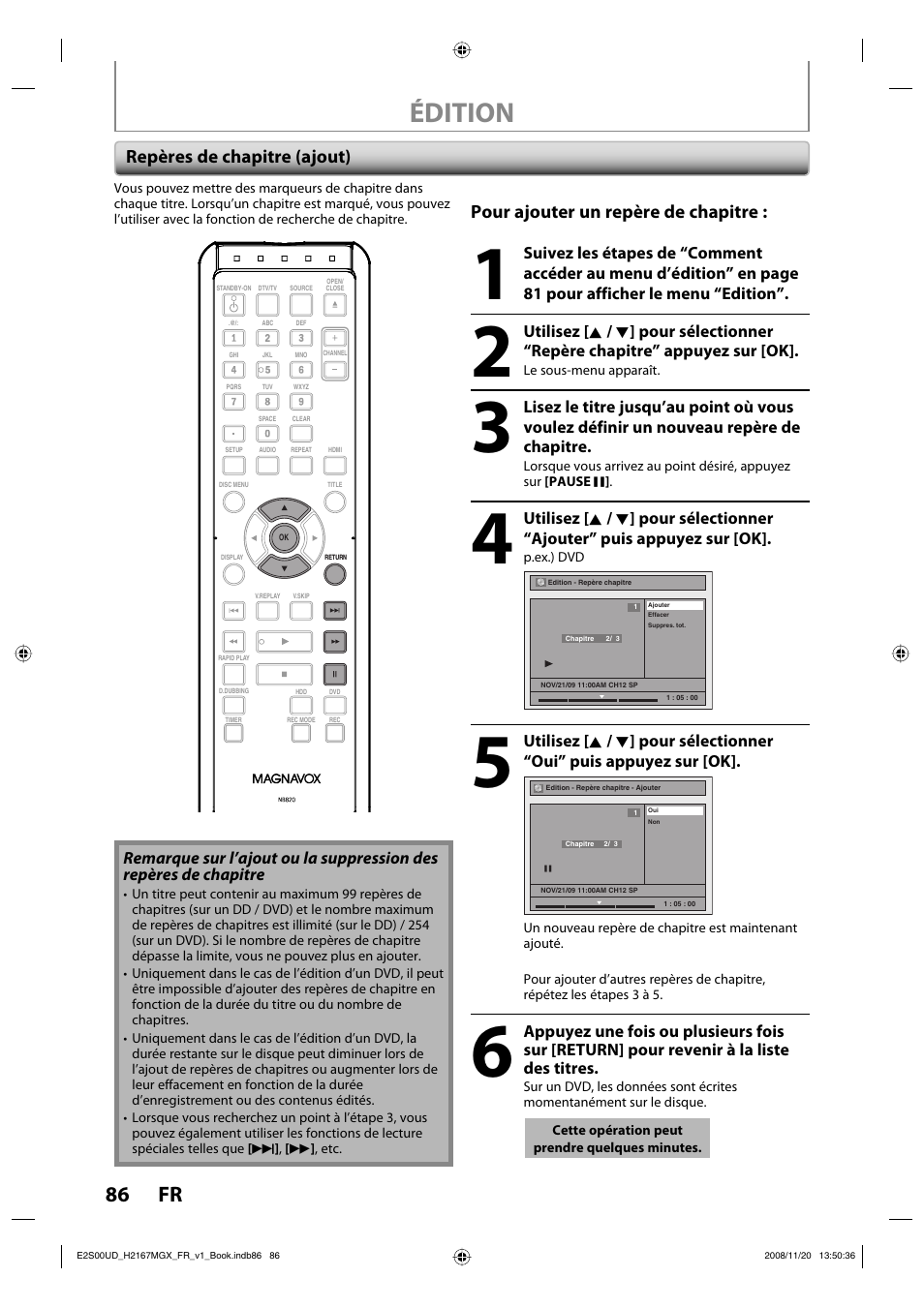 Édition, 86 fr | Philips Magnavox H2160MW9 A User Manual | Page 218 / 256