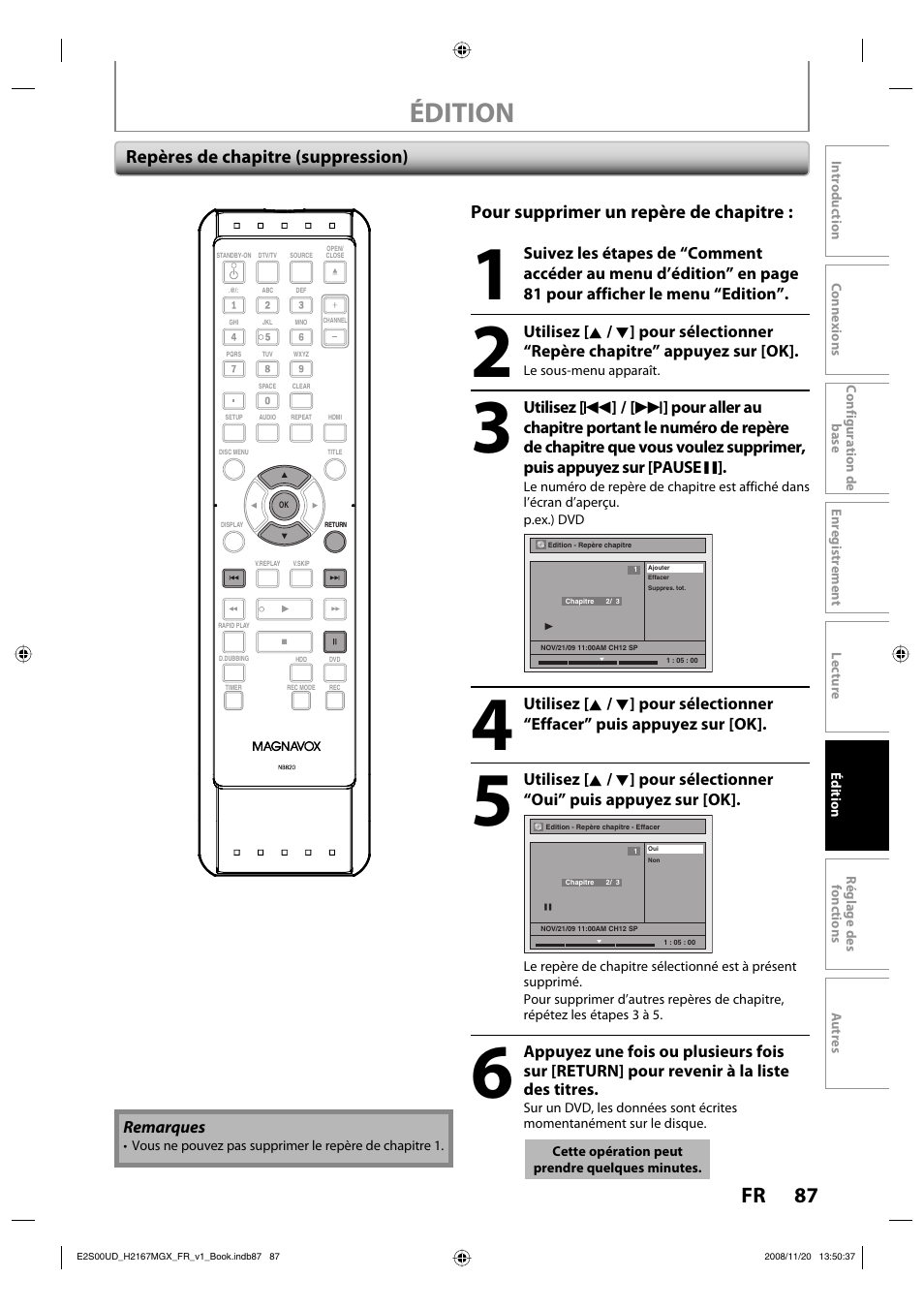 Édition, 87 fr | Philips Magnavox H2160MW9 A User Manual | Page 219 / 256