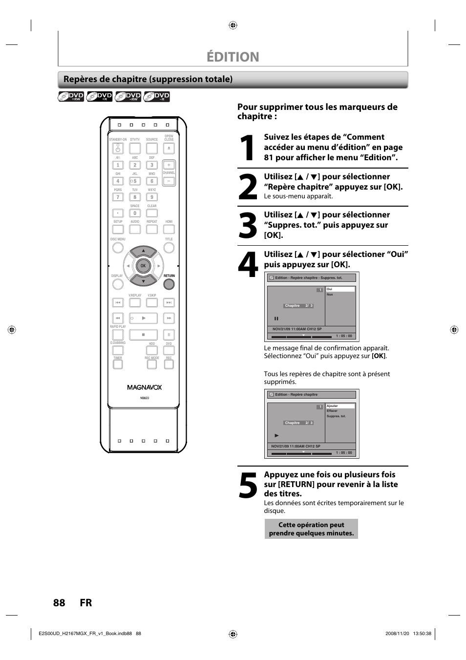 Édition, 88 fr | Philips Magnavox H2160MW9 A User Manual | Page 220 / 256