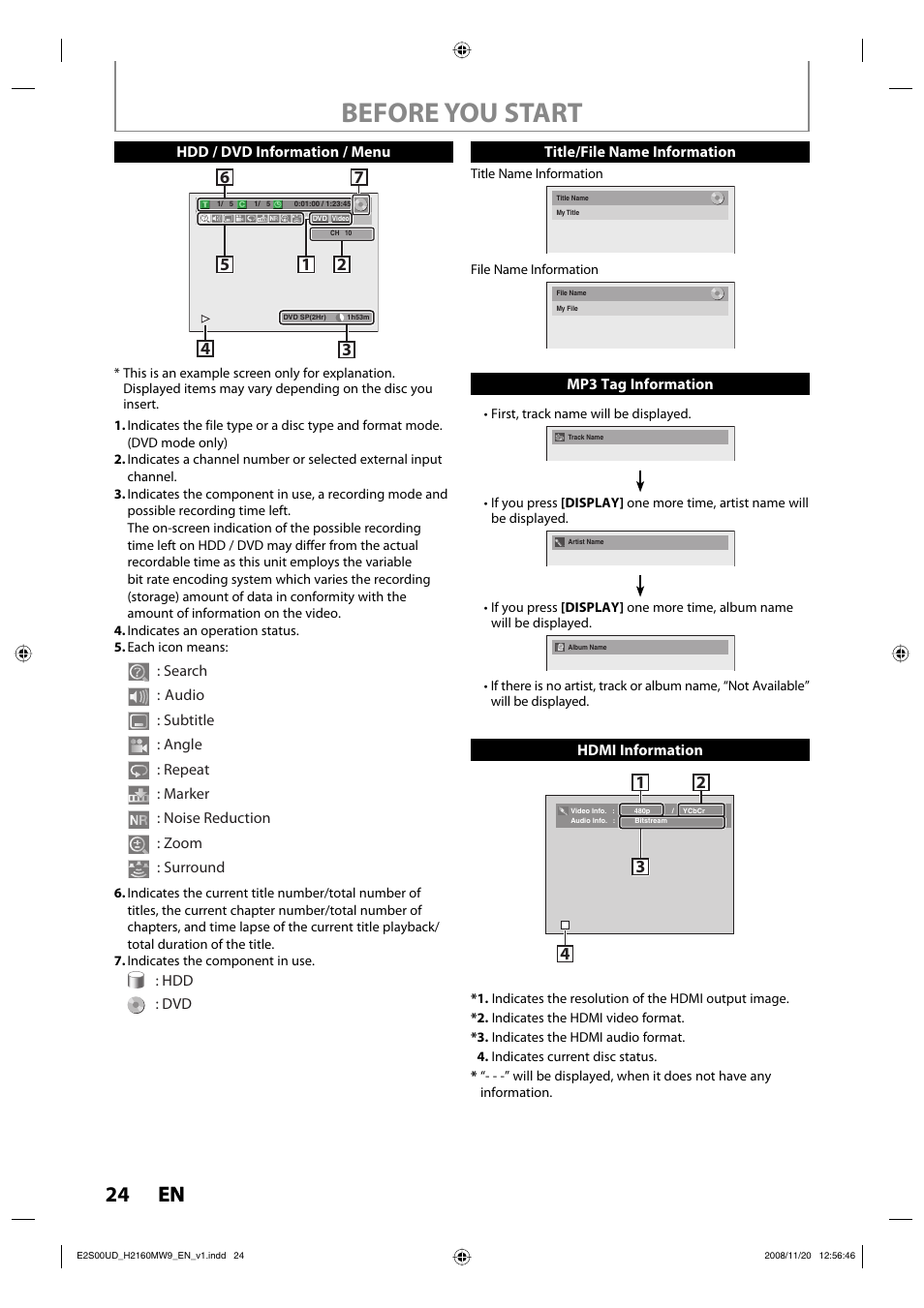 Before you start, 24 en 24 en | Philips Magnavox H2160MW9 A User Manual | Page 26 / 256