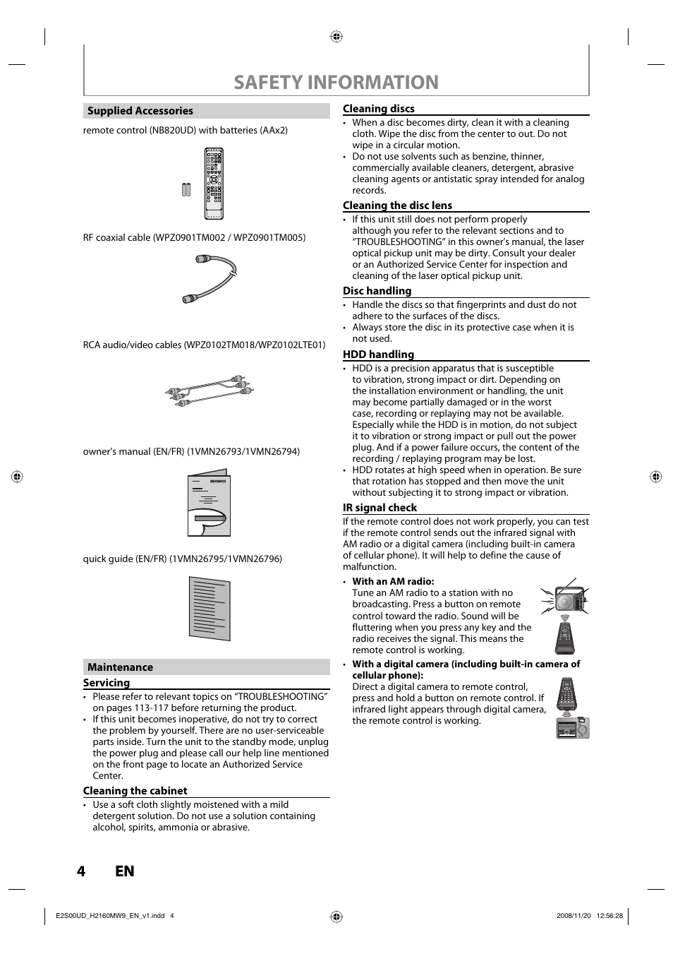 Safety information, 4en 4 en | Philips Magnavox H2160MW9 A User Manual | Page 6 / 256