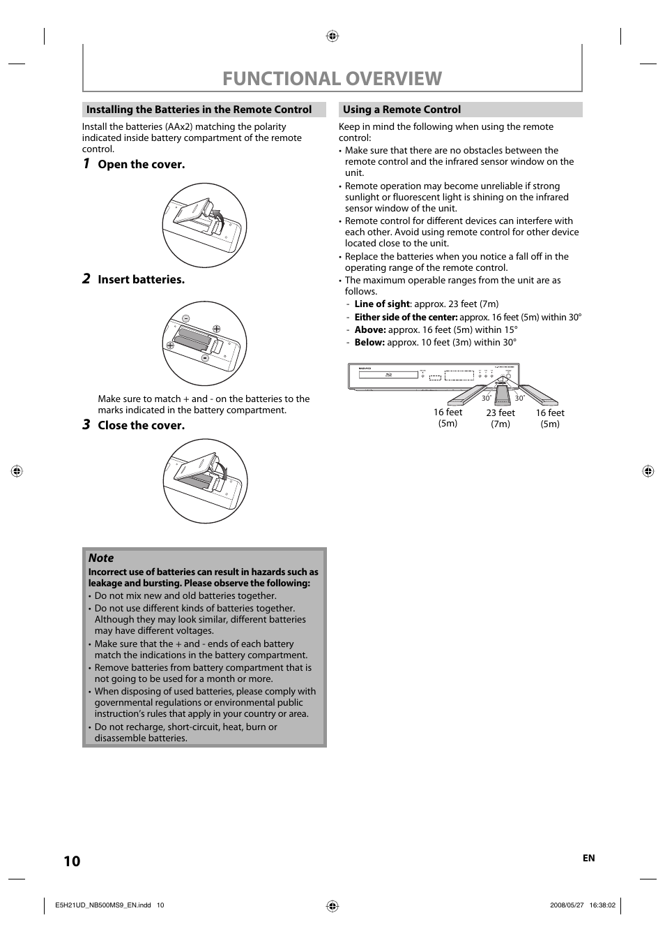 Functional overview | Philips Magnavox NB500MS9 User Manual | Page 12 / 148