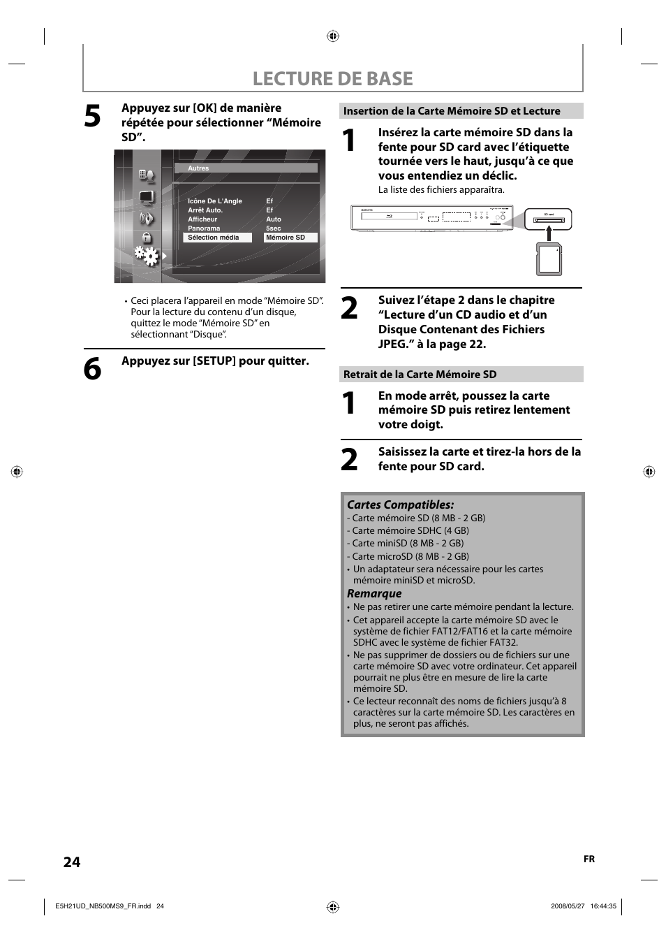 Lecture de base | Philips Magnavox NB500MS9 User Manual | Page 124 / 148