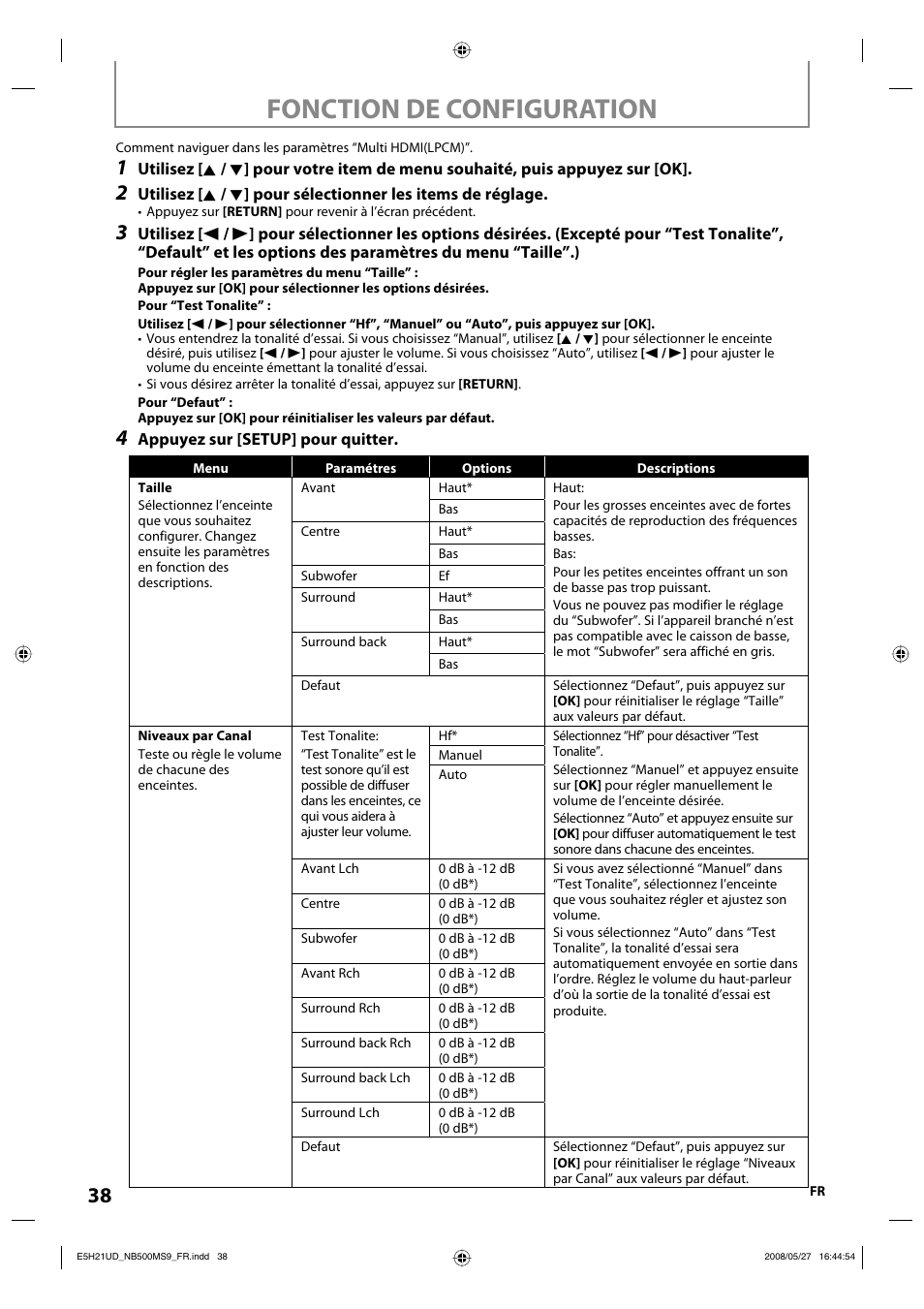 Fonction de configuration | Philips Magnavox NB500MS9 User Manual | Page 138 / 148