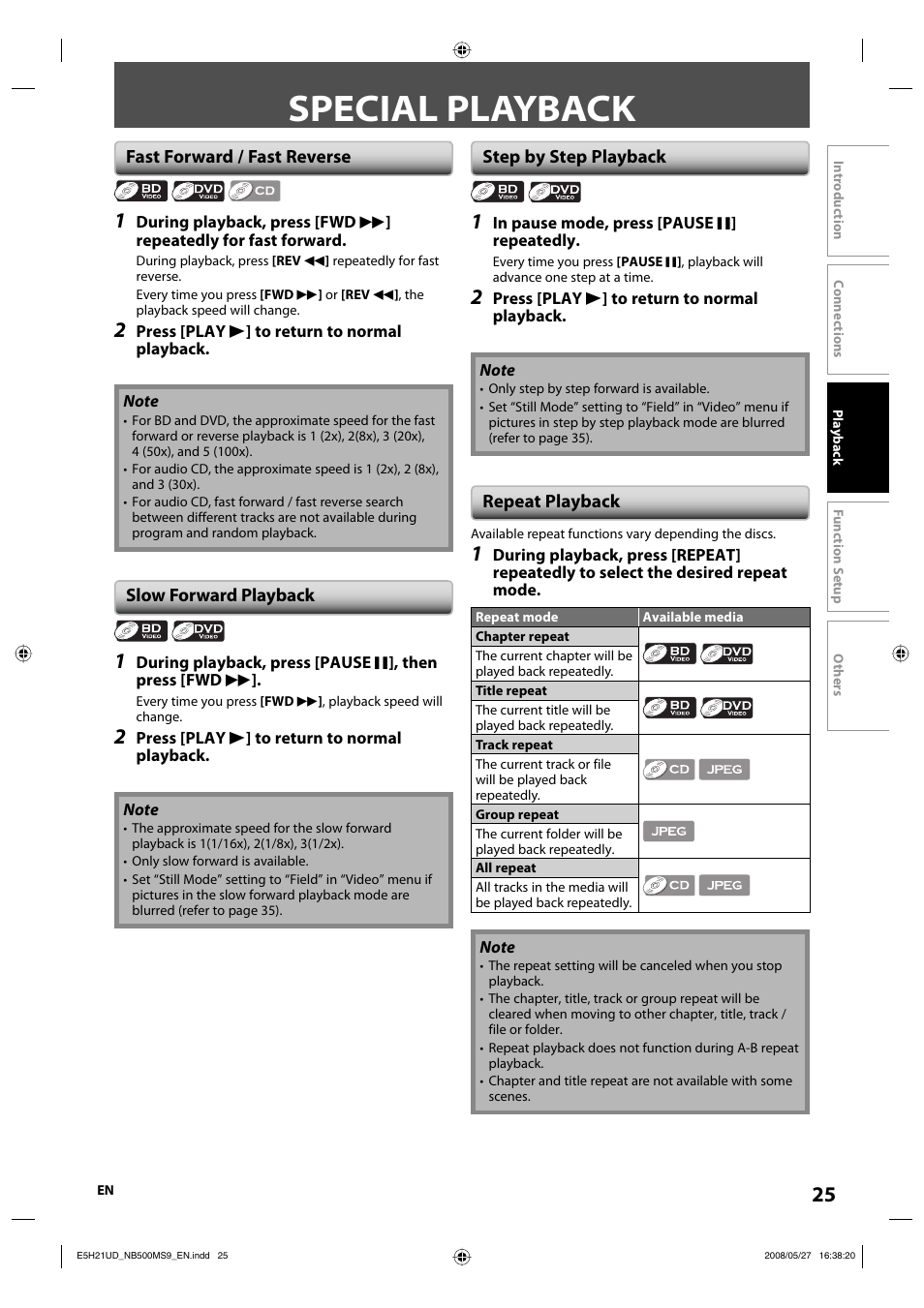 Special playback | Philips Magnavox NB500MS9 User Manual | Page 27 / 148