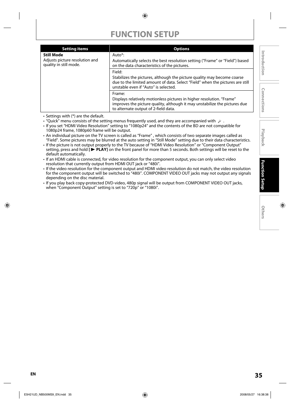 Function setup | Philips Magnavox NB500MS9 User Manual | Page 37 / 148