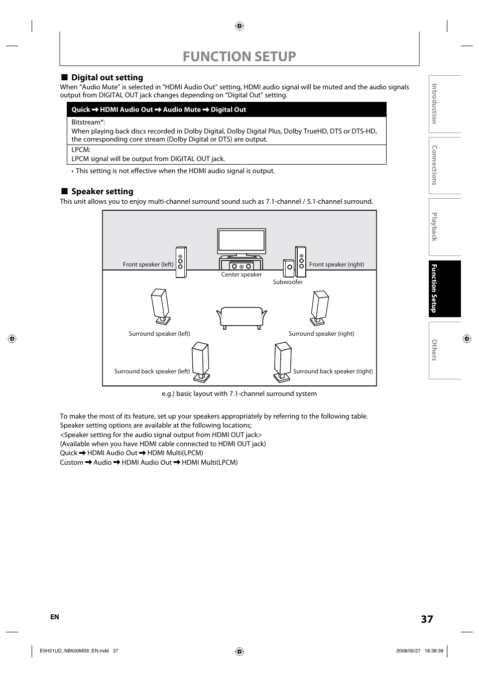 Function setup | Philips Magnavox NB500MS9 User Manual | Page 39 / 148