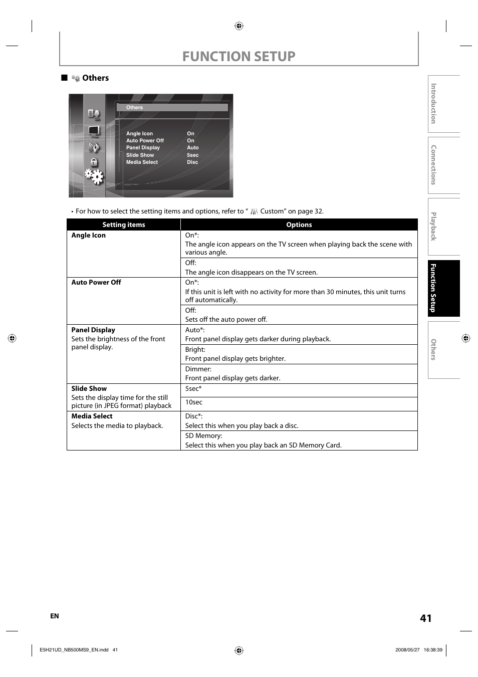 Function setup | Philips Magnavox NB500MS9 User Manual | Page 43 / 148